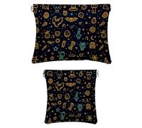 Set di 2 trousse per il trucco in finta pelle, piccola borsa per il trucco per borsa, borsa per trucco a chiusura automatica per donne, borsa per gioielli con chiusura a schegge, pipistrello di