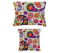 Set di 2 trousse per il trucco in finta pelle, piccola borsa per il trucco per borsa, portatile, senza cerniera, mini custodia da viaggio per cosmetici, pittura universo, pianeta, stella cadente,