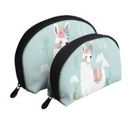 Set di 2 trousse portatili con funzione cerebrale sinistra e destra (2 pezzi), borsa da toilette da viaggio con cerniera per cosmetici, Carino lama disegnata a mano, Taglia unica