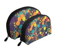 Set di 2 trousse portatili con funzione cerebrale sinistra e destra (2 pezzi), borsa da toilette da viaggio con cerniera per cosmetici, Motivo decorativo a colori, Taglia unica
