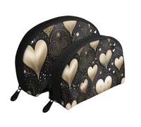 Set di 2 trousse portatili con motivo zebrato, tigre, leopardo, rosa, con cerniera, per cosmetici, Amore incandescente, Taglia unica