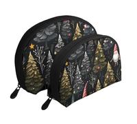 Set di 2 trousse portatili con motivo zebrato, tigre, leopardo, rosa, con cerniera, per cosmetici, Decorazione natalizia con luci., Taglia unica