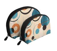 Set di 2 trousse portatili per il trucco con camino a legna da ardere, con cerniera, per cosmetici, Forme e cerchi Echo, Taglia unica
