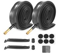 Set di 2 tubi per biciclette 700C con leve per pneumatici, camere d'aria per biciclette 700 x 35 43 C, 700 x 35 C, 700 x 38 C, 700 x 40 C, 700 x 42 C, kit di riparazione in gomma, 6 toppe