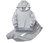 Set di 2 tute da allenamento per ragazzi, felpa e pantaloni da jogging, tinta unita, pantaloni basic (2-8 anni), grigio chiaro., 7-8 Anni