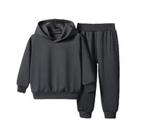 Set di 2 tute da allenamento per ragazzi, felpa e pantaloni da jogging, tinta unita, pantaloni basic (2-8 anni), grigio scuro, 3-4 Anni