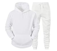 Set di 2 tute da uomo con cappuccio tuta sportiva da jogging tuta casual da uomo Juego De Short Y Pullover De Hombre tuta da uomo 2 pezzi tuta con cappuccio casual atletico, bianco, XXL