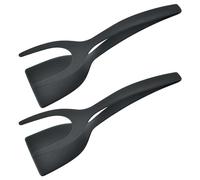 Set di 2 utensili da cucina, spatola da cucina, accessorio antiaderente da cucina, 2 in 1, toast per uso domestico, strumento reversibile (nero)