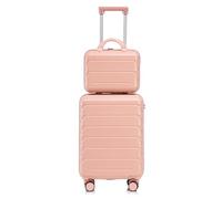 Set di 2 valigie rigide in ABS a 360°, con chiusura a combinazione, manico telescopico, struttura impermeabile a tre livelli, resistente ai graffi, adatto ai bordi e ai weekend, Colore: rosa., moderno