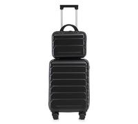 Set di 2 valigie rigide in ABS a 360°, con chiusura a combinazione, manico telescopico, struttura impermeabile a tre livelli, resistente ai graffi, adatto ai bordi e ai weekend, Nero , moderno