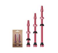 Set di 2 valvole Tubeless - 45 mm/65 mm/85 mm, valvole Presta in alluminio 7075 con inserto valvola estraibile, anodizzate in nero e rosa | per bici da corsa e da mountain bike