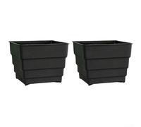 Set di 2 vasi da fiori quadrati in plastica traspirante, progettati per promuovere la vitalità delle radici e prevenire l'accumulo di acqua per piante interne ed esterne (10 cm nero)