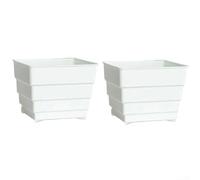 Set di 2 vasi da fiori quadrati in plastica traspirante, progettati per promuovere la vitalità delle radici e prevenire l'accumulo di acqua per piante interne ed esterne (10 cm bianco)