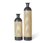Set di 2 vasi da pavimento in metallo per decorazione, scavati in stile bohémien, vaso alto per fiori finti per composizioni di fiori finti, grande elegante vaso in metallo smaltato per centrotavola,