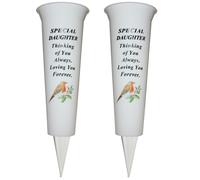 Set Di 2 Vasi Per Fiori In Memoria Con Punta Immagine Di Robin - Figlia