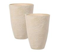 Set di 2 vasi tondi polvere di pietre per interno ed esterno beige sabbia 43 x 43 x 60