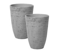 Set di 2 vasi tondi polvere di pietre per interno ed esterno grigio 35 x 35 x 50