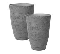 Set di 2 vasi tondi polvere di pietre per interno ed esterno grigio 35 x 35 x 50