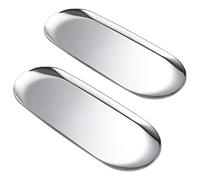 Set di 2 vassoi ovali multiuso in acciaio inox, lucidati a specchio, per gioielli e profumi, organizer da bagno, vassoio per tavolino da caffè, espositore per candele, 23 cm x 9,5 cm, argento