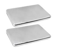 Set di 2 vassoi riutilizzabili in acciaio inox, resistenti e di lunga durata, per campeggio, barbecue, picnic, spiaggia, lavoro, scuola, pasti, shopping, consegna