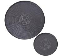 Set di 2 vassoi rotondi in alluminio intagliato in nero, 23 x 23 e 38 x 38 cm