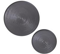 Set di 2 vassoi rotondi in alluminio intagliato in nero 23x23x38cm