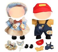 Set di 2 vestiti per bambole mostri da 17 cm, 6 pezzi abbigliamento per bambole, maglioni gialli, tute jeans, elegante gonna a quadri, cappelli da sole, scarpe nere, nuovo regalo per ragazze e ragazzi