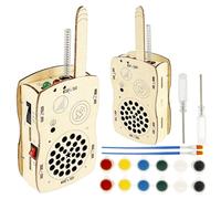 Set di 2 walkie talkie fai da te in legno per l'apprendimento elettronico, accessori fai da te, radio, citofono, set di esercizi a lunga distanza, mani, cervello, per gruppo divertente elettronico