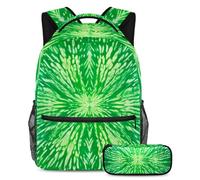 Set di 2 zaini per bambini per ragazzi ragazze adolescenti, zaino con astuccio, borsa per libri da viaggio per studenti, colore nero tie dye, Multicolore#08, B：29.4x20x40cm P：19x7.5x3.8cm, Zaini