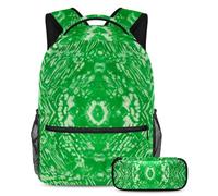 Set di 2 zaini per bambini per ragazzi ragazze adolescenti, zaino con astuccio, borsa per libri da viaggio per studenti, colore nero tie dye, Multicolore#03, B：29.4x20x40cm P：19x7.5x3.8cm, Zaini