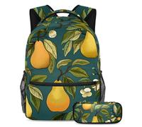 Set di 2 zaini per la scuola con motivo a pera del Ringraziamento, per ragazzi, ragazze, adolescenti, borsa per libri da viaggio per studenti, Multicolore#04, B:29.4x20x40cm P:19x7.5x3.8cm, Zaini