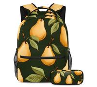 Set di 2 zaini per la scuola con motivo a pera del Ringraziamento, per ragazzi, ragazze, adolescenti, borsa per libri da viaggio per studenti, Multicolore#01, B:29.4x20x40cm P:19x7.5x3.8cm, Zaini