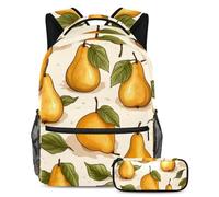 Set di 2 zaini per la scuola con motivo a pera del Ringraziamento, per ragazzi, ragazze, adolescenti, borsa per libri da viaggio per studenti, Multicolore#06, B:29.4x20x40cm P:19x7.5x3.8cm, Zaini