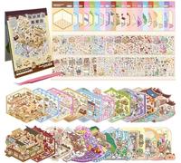 Set di 20 adesivi 3D fai da te, atossici e sicuri, in miniatura, per bambini e adulti, adesivi antistress, con pinzette, kit creativo divertente e riutilizzabile per terapia fai da te