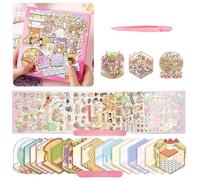 Set di 20 adesivi 3D fai da te con scena isometrica fai da te, adesivi per casa, terapia per adulti, sollievo dallo stress, passa il tempo, crea la tua scena adesivi in miniatura kawaii cartoni