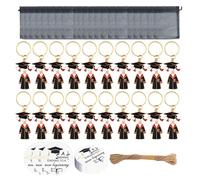 Set di 20 anelli commemorativi di laurea con ciondolo diploma, souvenir in lega di zinco, portachiavi, accessori in organza con set portachiavi