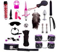 Set di 20 attrezzi da bondage unisex, kit di cinturini in peluche BDSM con plug anale per giochi in camera da letto -LC22ITW (Viola:Z)