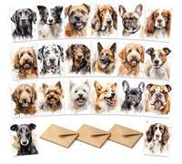 Set di 20 biglietti ad acquerello con motivo cane con buste, design unico per ringraziamento, confezione da 20 biglietti per appunti, per colleghi, dipendenti, insegnanti, riconoscimento e gratitudine