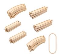 Set di 20 binari per ferrovie, rotaie dritte e curve formano una ferrovia rotonda in legno, per bambini dai 3 anni in su (20 pezzi)