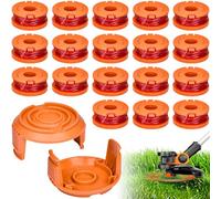 Set di 20 bobine di ricambio per decespugliatore, funziona con Worx tutti i tagliaerba con 20 V, Ø 1,65 mm, 3 m di lunghezza, 18 pezzi di filo e 2 tappi