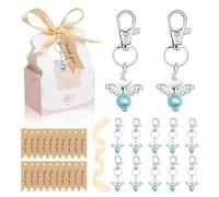 Set di 20 bomboniere per battesimo per ospiti ragazzo ragazza baby shower bomboniere angelo ciondolo portachiavi decorazione 20 etichette di ringraziamento 20 scatole regalo ragazza ragazzo baby