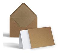 Set di 20 buste per lettere, formato DIN C6 + biglietti pieghevoli in bianco DIN A6 + inserti - buste con biglietti in carta kraft naturale marrone - per fai da te biglietti di invito