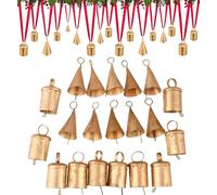 Set di 20 campane rustiche da appendere, stile vintage, fatte a mano, a forma di cono e cilindrico, per decorazioni natalizie