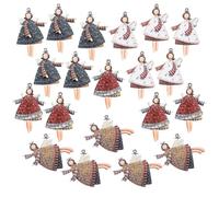 Set di 20 ciondoli a forma di angelo natalizio in legno da 4,6 cm con cordino, ideale come decorazione per albero di Natale, pensierino o portafortuna per l'Avvento