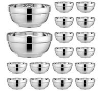 Set di 20 ciotole per bambini, in acciaio inox isolato, acciaio 304, a doppia parete e resistente al calore, dimensioni 11,5 cm e 15 cm, dieci ciotole ciascuna, sicure per i bambini, lavabili in