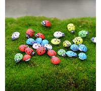 Set di 20 coccinelle in legno, mini coccinelle, statuette a forma di coccinella, micro paesaggio, decorazione per casa, giardino, accessori fai da te (multicolore)