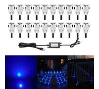 Set di 20 faretti LED mini Ø18 mm illuminazione da incasso in acciaio inox per terrazza sepolta plafoniera, IP67 impermeabile DC12 V, luce esterna per cammino scala paesaggio passo (blu)