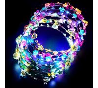 Set di 20 fasce per capelli colorati con 3 modalità di illuminazione, decorazione per la testa con fiori illuminati, per matrimoni, feste, festival, compleanno
