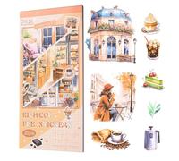 Set di 20 fogli di adesivi per album di ritagli, fiori, natura, pianta, adulti, libri, diari, accessori estetici per scrapbooking, scrapbooking, decalcomanie (caffè)