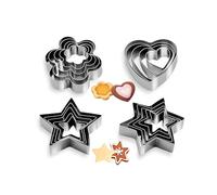 Set di 20 formine per biscotti a forma di cuore, fiore, pentagono, esagonale, in acciaio inox